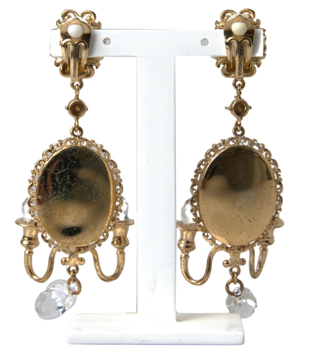 Gold Plated Mirror Chandelier Earrings