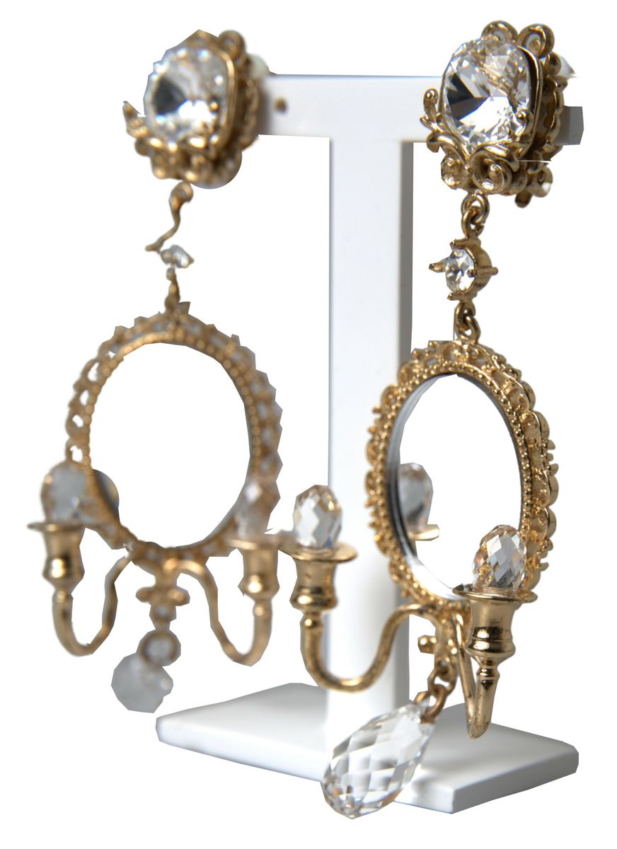 Gold Plated Mirror Chandelier Earrings