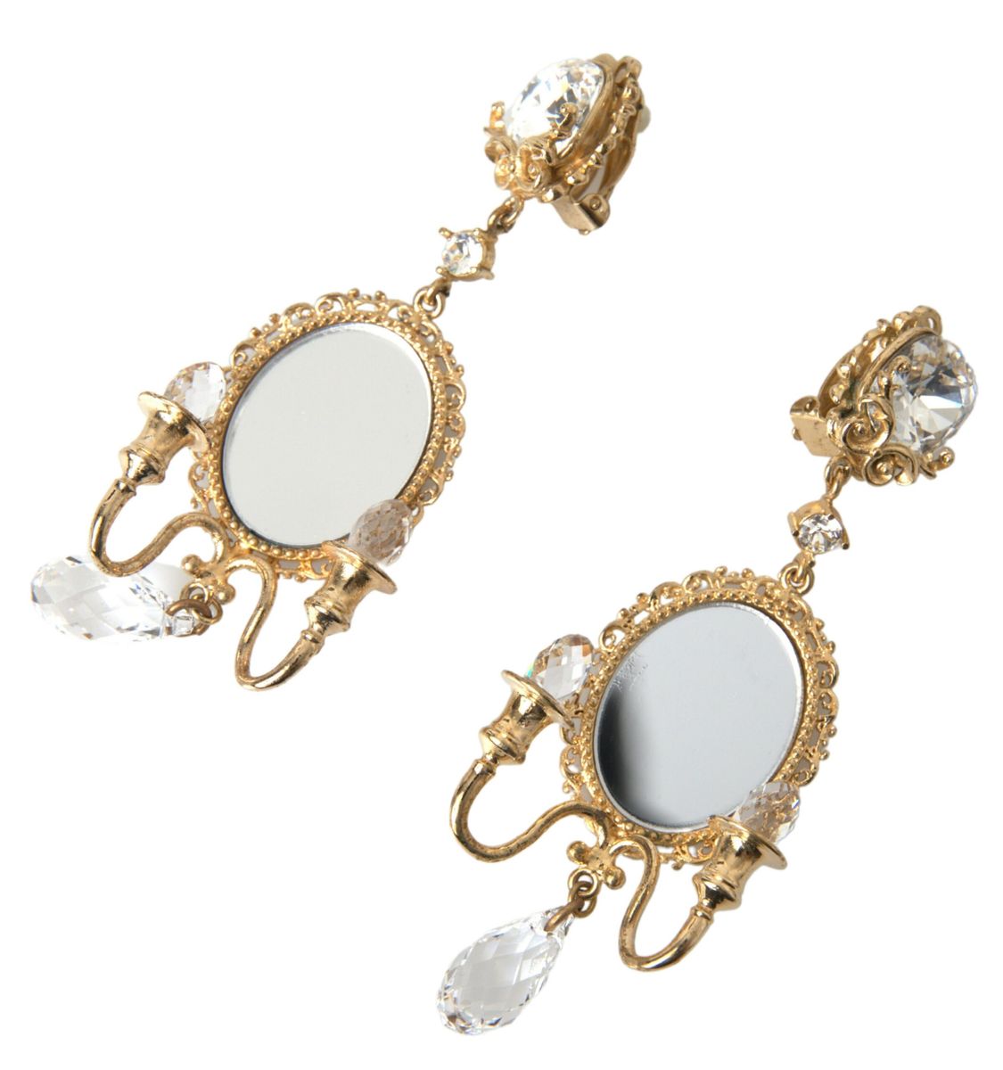 Gold Plated Mirror Chandelier Earrings