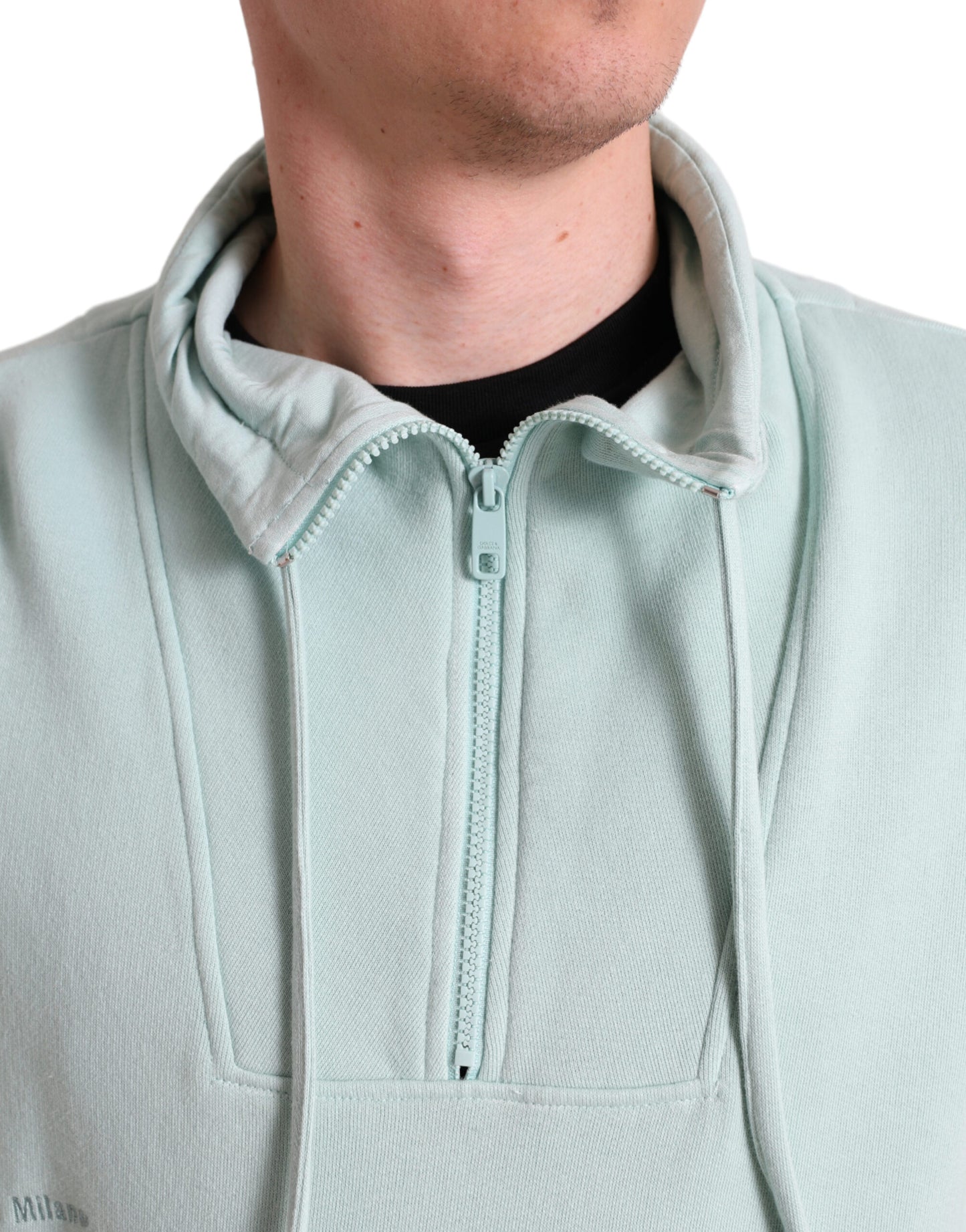 Mint Green Cotton Pockets Pullover Sweater