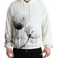 White Floral Print Hooded Pullover Sweater