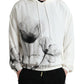 White Floral Print Hooded Pullover Sweater