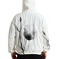 White Floral Print Hooded Pullover Sweater