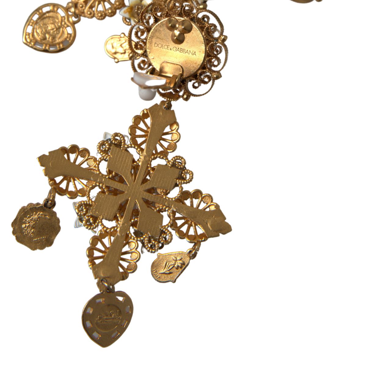 Elegant Gold Tone Madonna Floral Earrings