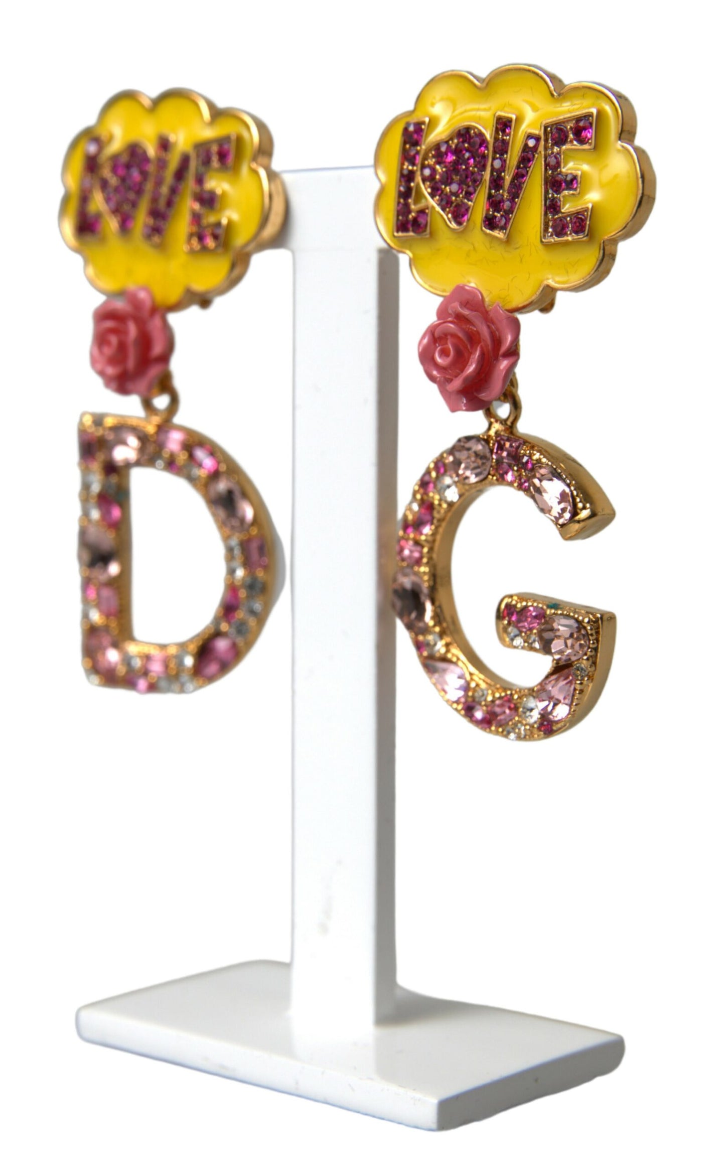 Glimmering Gold Crystal Dangle Earrings