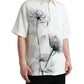 Off White Floral Print Collared Polo T-shirt