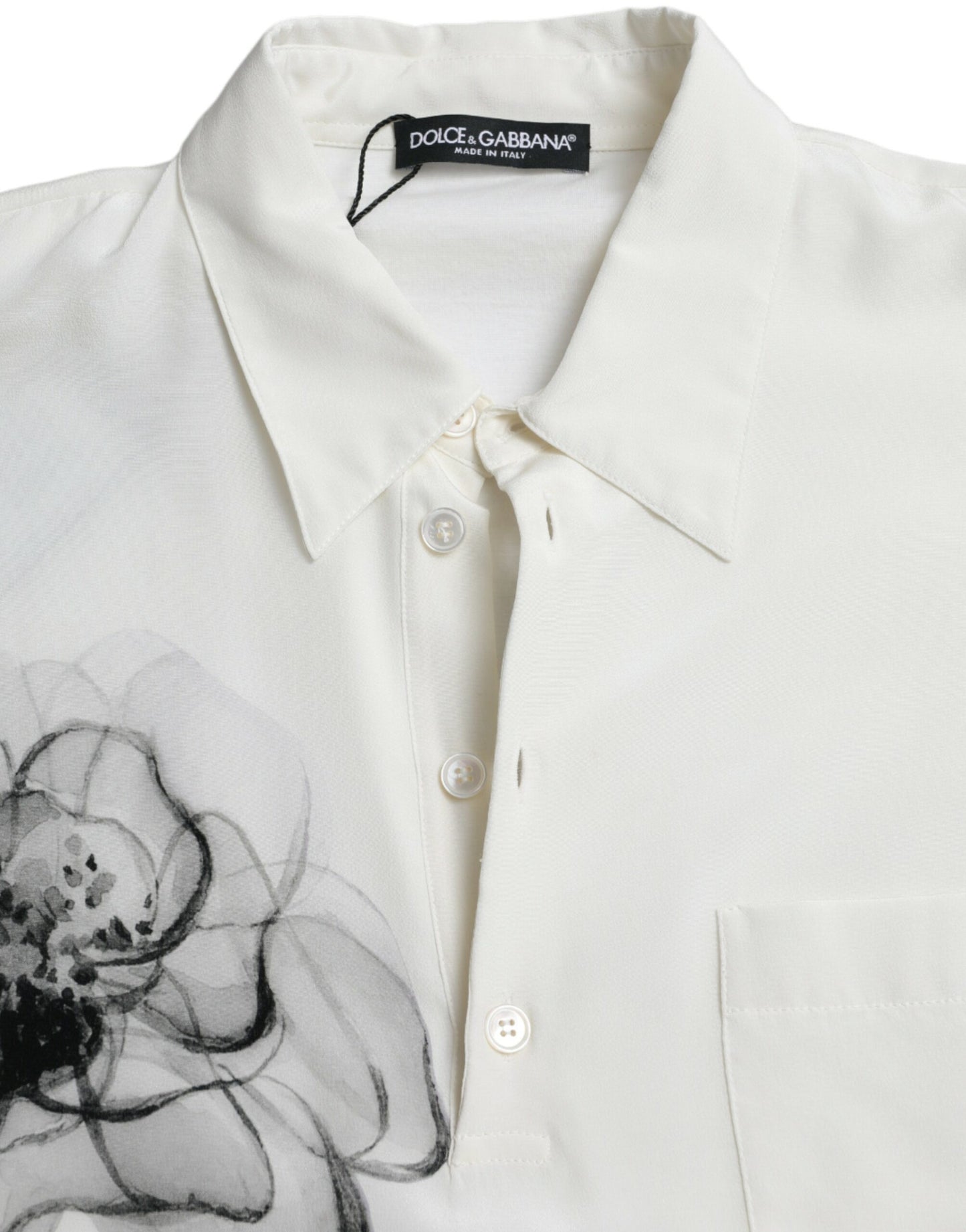 Off White Floral Print Collared Polo T-shirt