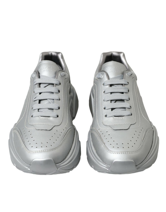 Silver DAYMASTER Leather Men Casual Sneakers Shoes