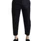 Blue Wool Cropped Tapered Pants