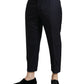 Blue Wool Cropped Tapered Pants