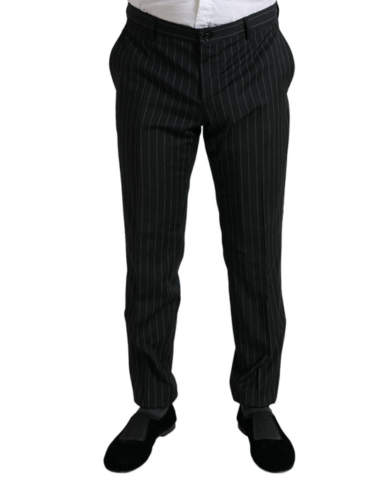 Black Striped slim fit Formal Pants