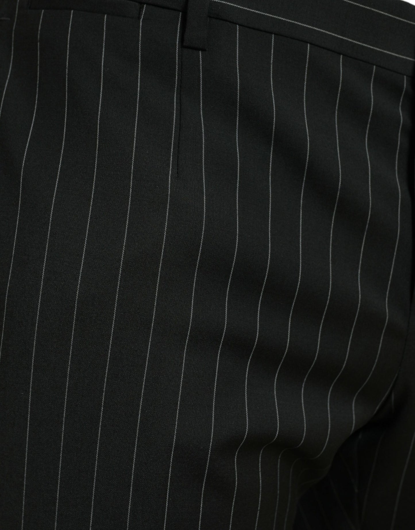 Black Striped slim fit Formal Pants