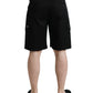 Black Cotton Stretch Cargo Bermuda Shorts