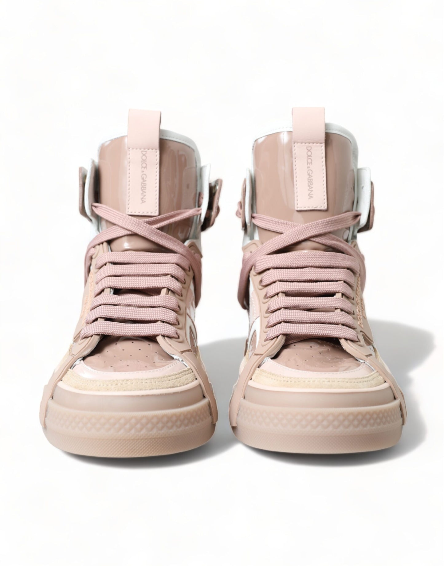 Elegant Nude Pink High-Top Sneakers