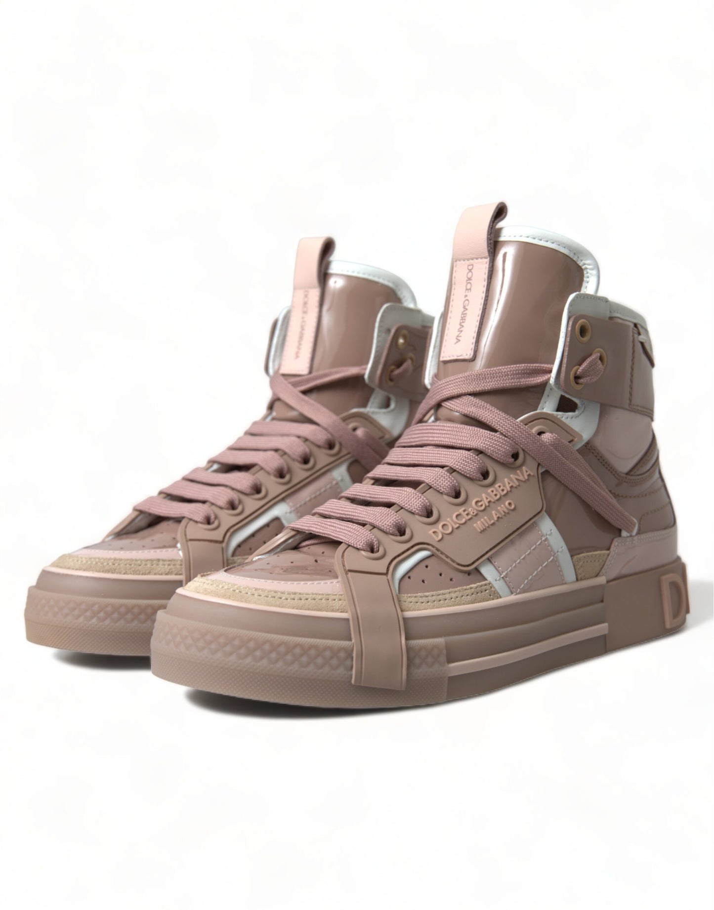 Elegant Nude Pink High-Top Sneakers