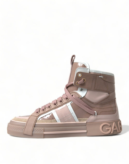 Elegant Nude Pink High-Top Sneakers