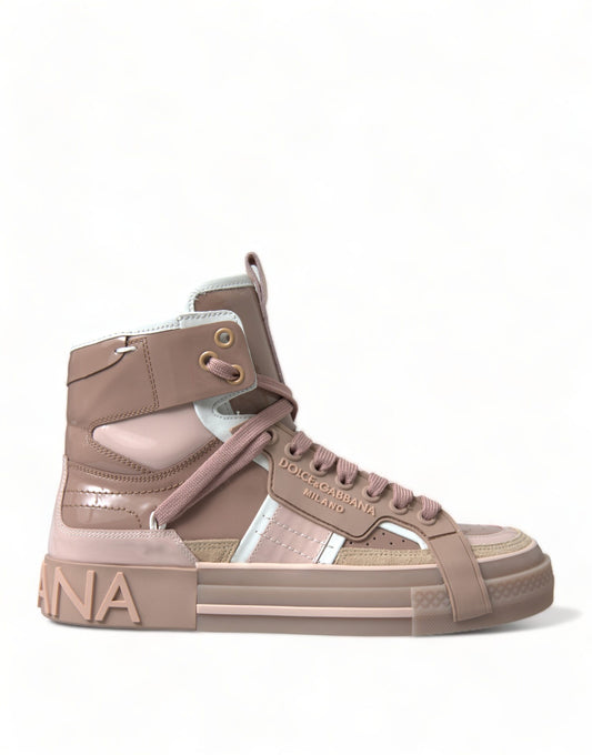 Elegant Nude Pink High-Top Sneakers