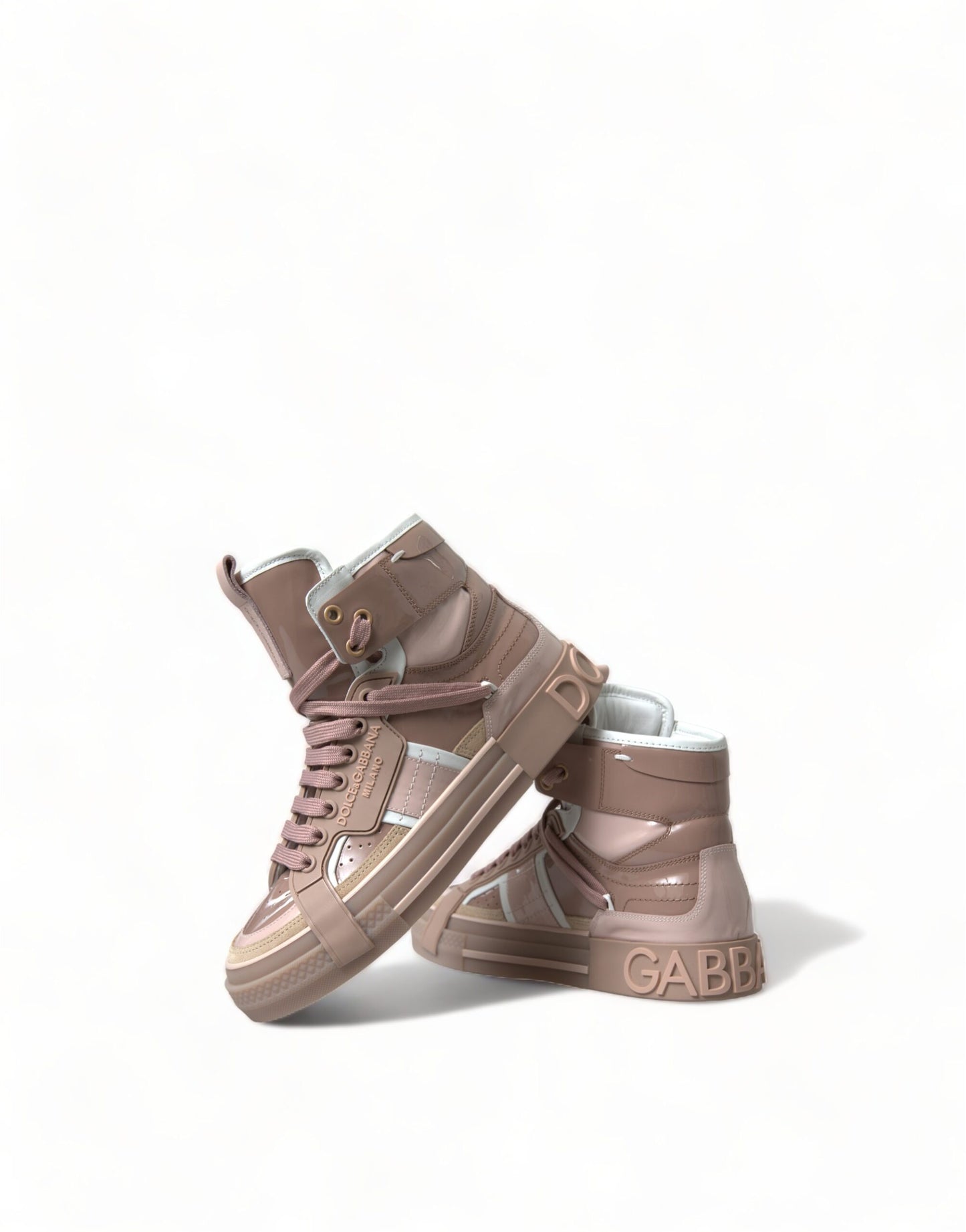 Elegant Nude Pink High-Top Sneakers