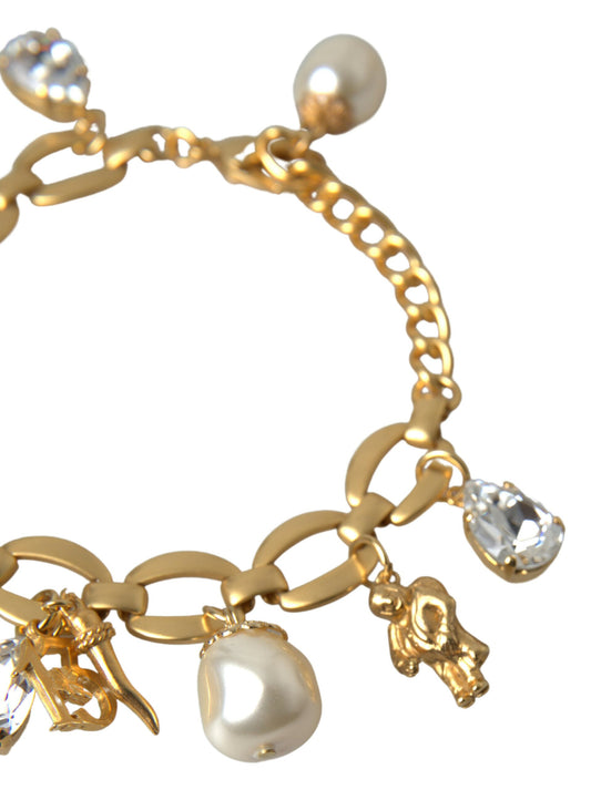 Elegant Gold Charm Bracelet with Crystals