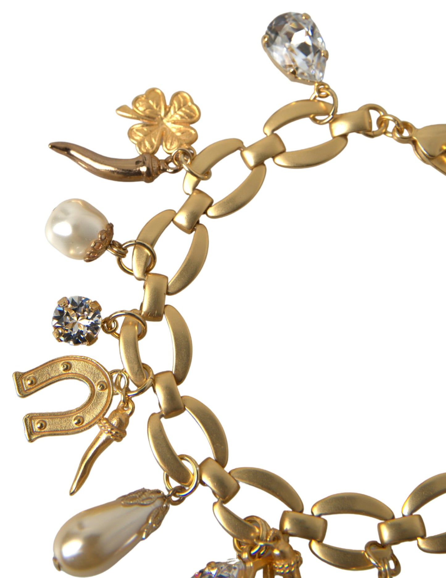 Elegant Gold Charm Bracelet with Crystals