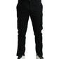 Black Gray Slim Cotton Denim Jeans Pants