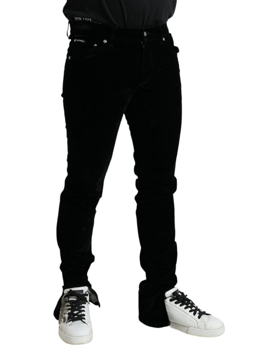 Black Cotton Blend Skinny Denim Jeans