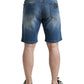 Blue Washed Cotton Bermuda Denim Men Shorts