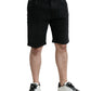 Black Cotton Stretch Bermuda Denim Shorts
