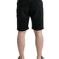 Black Cotton Stretch Bermuda Denim Shorts