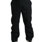 Black Polyester Logo Straight Pants