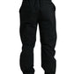Black Polyester Logo Straight Pants