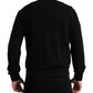 Black Cotton Crew Neck Men Pullover Sweater