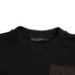Black Cotton Crew Neck Men Pullover Sweater