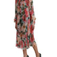 Multicolor Floral Print Silk Aline Midi Dress