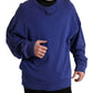 Royal Blue Cotton Crewneck Pullover Sweater