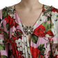 Multicolor Floral Crystal Embellished A-line Dress