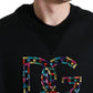 Black Logo Crystal Pullover Sweater