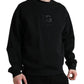 Black Logo Patch Crew Neck Pullover Sweater