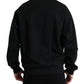 Black Logo Patch Crew Neck Pullover Sweater