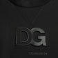 Black Logo Patch Crew Neck Pullover Sweater