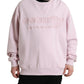 Pink Embroidered Crew Neck Pullover Sweater