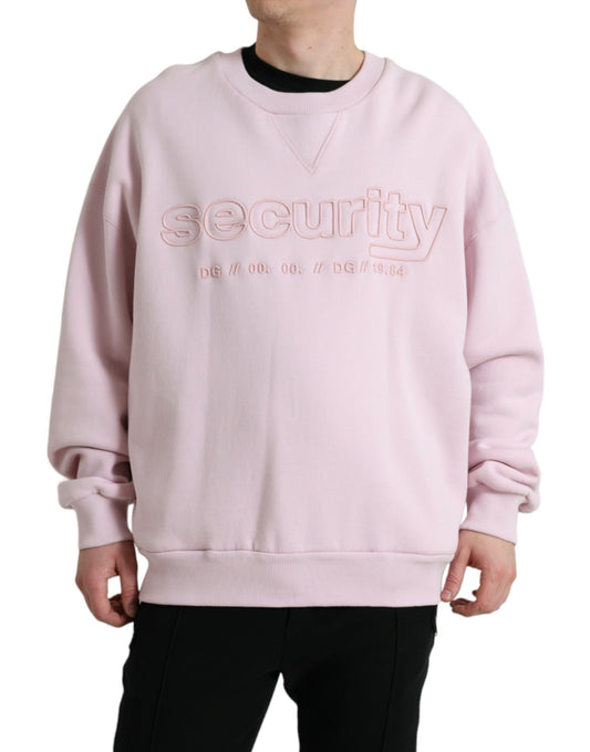 Pink Embroidered Crew Neck Pullover Sweater