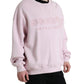Pink Embroidered Crew Neck Pullover Sweater