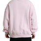 Pink Embroidered Crew Neck Pullover Sweater