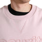 Pink Embroidered Crew Neck Pullover Sweater