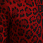 Red Leopard Print Turtleneck Pullover Sweater