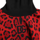Red Leopard Print Turtleneck Pullover Sweater