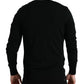 Black Floral Print Wool Silk Pullover Sweater