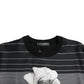 Black Floral Print Wool Silk Pullover Sweater