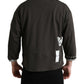 Dark Gray Cotton Button Down Pullover Sweater